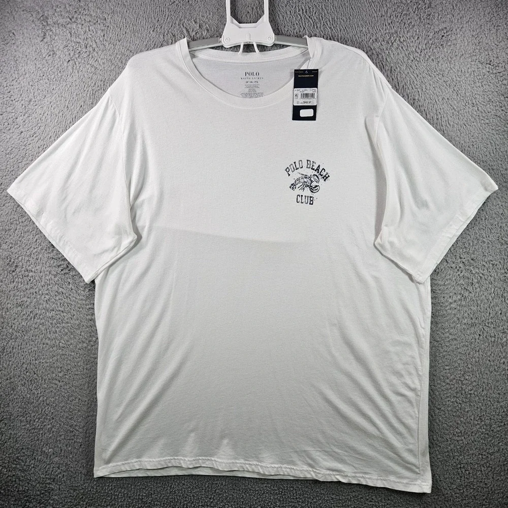 NEW Polo‎ Ralph Lauren T-Shirt Men 2XT Polo Beach Club White Lightweight